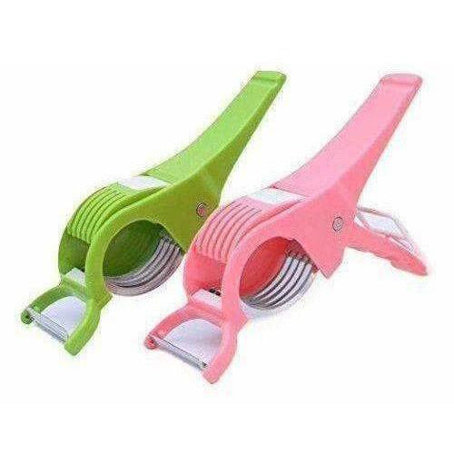Plastic Vegetable Cutter with Peeler, Set of 2, Multicolour - Swadesiicart