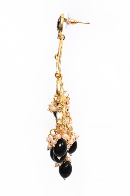 New Stylish Ethnic Partywear Black Hoops Kundan Earrings for Womens by House of Ree | Swadesiicart