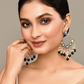 New Stylish Ethnic Partywear Black Hoops Kundan Earrings for Womens by House of Ree | Swadesiicart