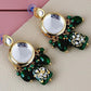 Tehzeeb Creations Back Meenakari Gold-Polished Earring Jewellery Set Uncut Kundan Big Faux Kundan Dibbi Kundan Choker Necklace Set | Swadesiicart
