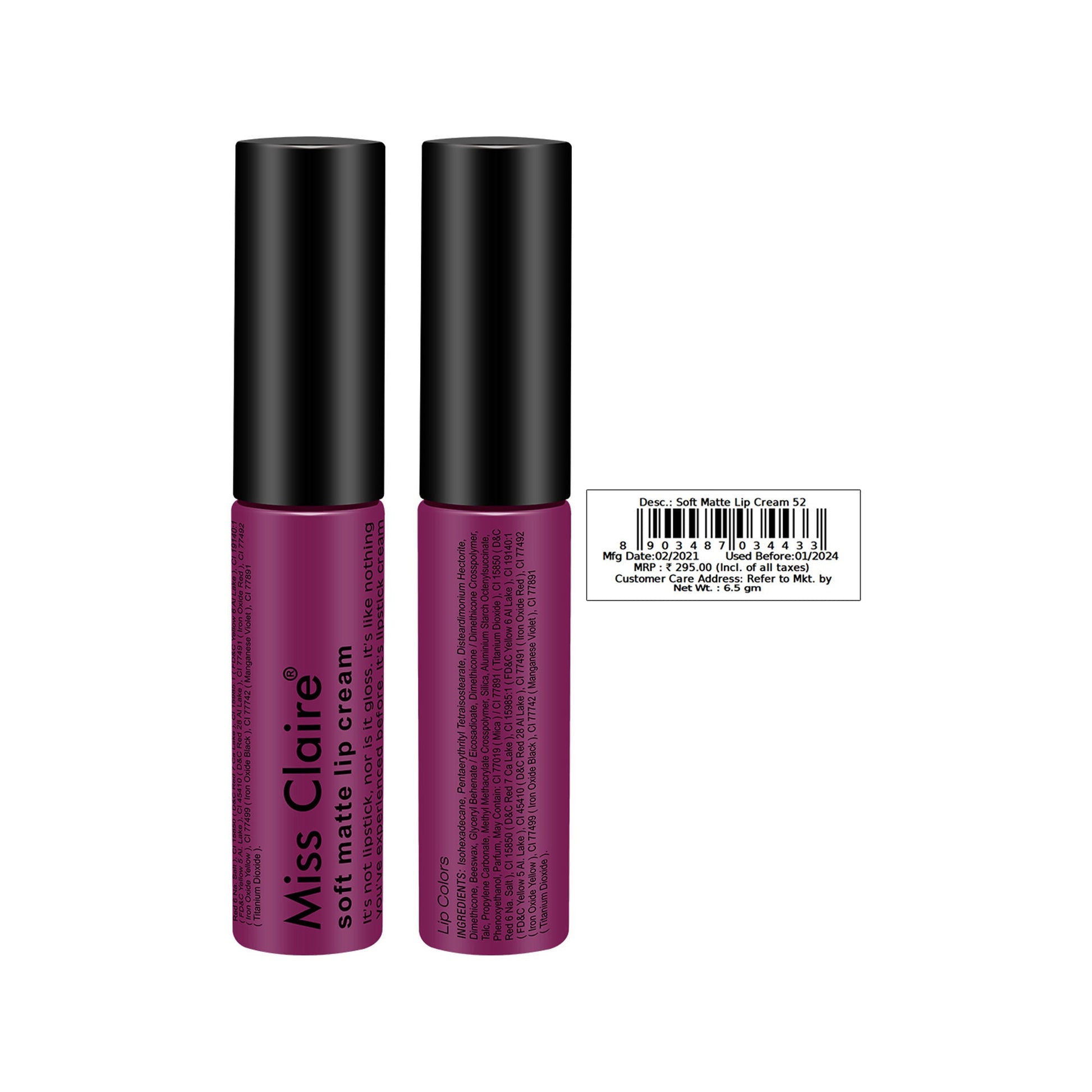 Miss Claire Soft Matte Lip Cream - 52 | Swadesiicart