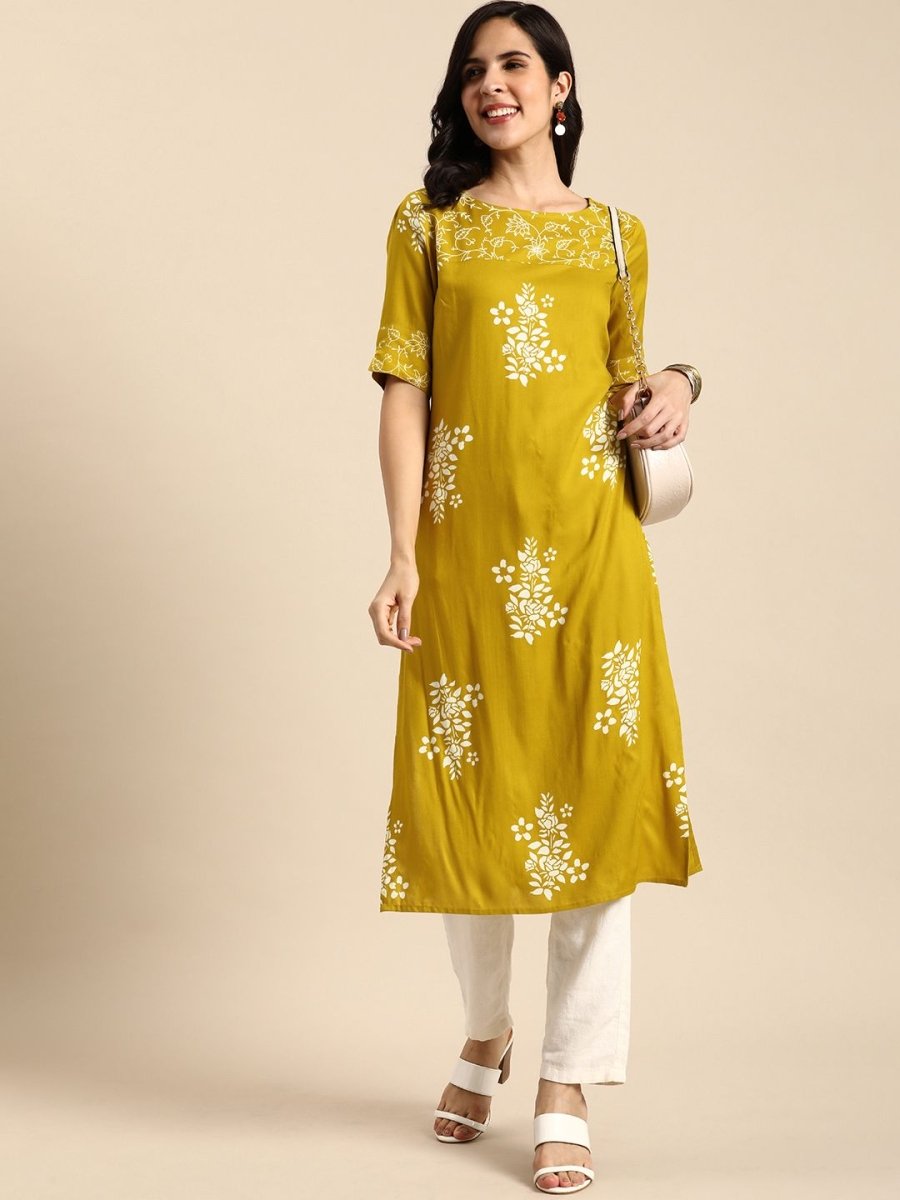Anouk Floral Printed Round-Neck Regular Kurta - Swadesiicart