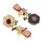 Tehzeeb Creations Back Meenakari Gold-Polished MultiColor Tika Earring Jewellery Set Uncut Kundan Choker Necklace Set | Swadesiicart