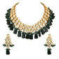 Tehzeeb Creations Back Meenakari Gold-Polished Tika Earring Combo Uncut Big Faux Kundan Choker Necklace set | Swadesiicart