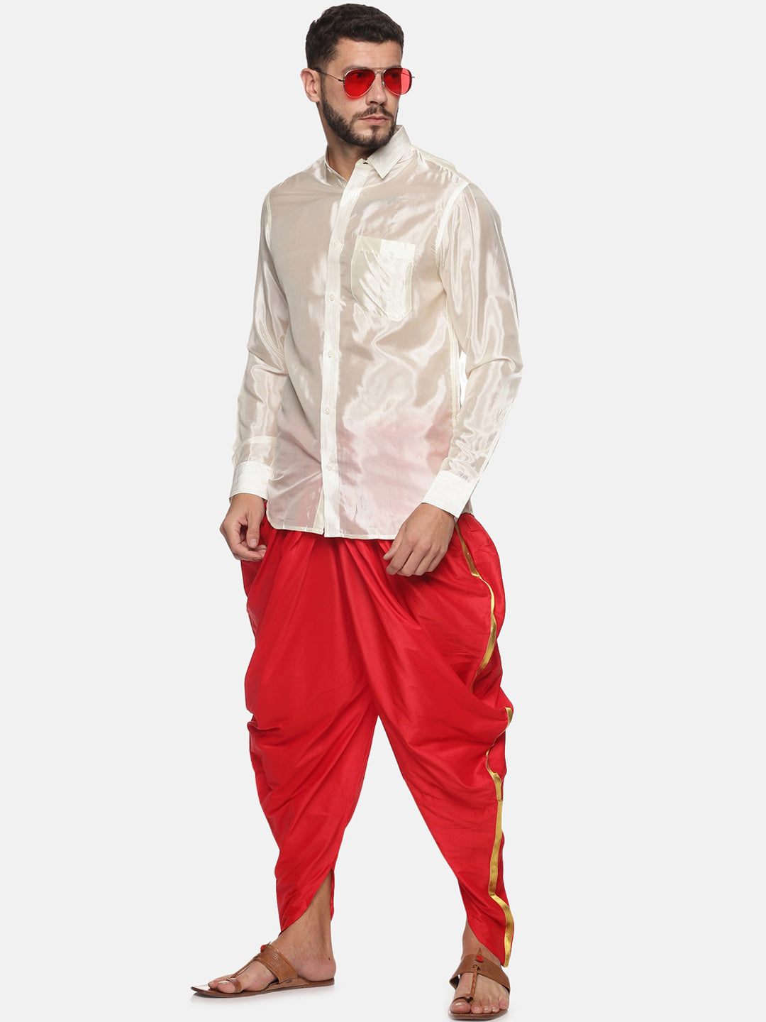 Sethukrishna Men Red Solid Dhoti Pant | Swadesiicart