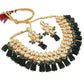 Tehzeeb Creations Back Meenakari Gold-Polished Tika Earring Combo Uncut Big Faux Kundan Choker Necklace set | Swadesiicart