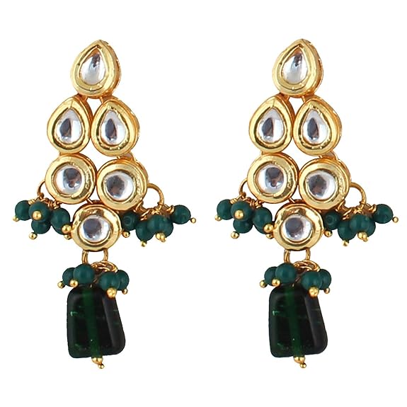 Tehzeeb Creations Back Meenakari Gold-Polished Tika Earring Combo Uncut Big Faux Kundan Choker Necklace set | Swadesiicart