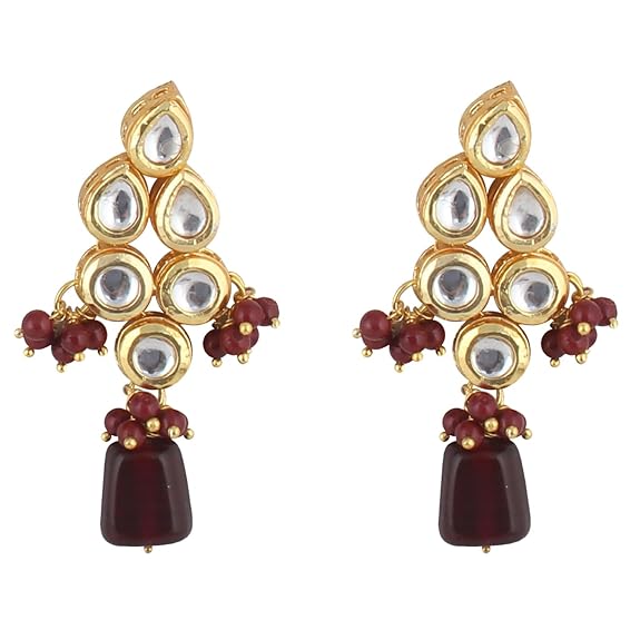 Tehzeeb Creations Back Meenakari Gold-Polished Tika Earring Combo Uncut Big Faux Kundan Choker Necklace set | Swadesiicart