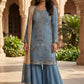 Anaita Blue Silk Suit with Embroidery & Khatli Work