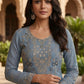 Anaita Blue Silk Suit with Embroidery & Khatli Work
