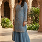Anaita Blue Silk Suit with Embroidery & Khatli Work