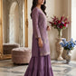 Anaita Purple Silk Suit with Embroidery & Khatli Work