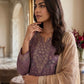 Anaita Purple Silk Suit with Embroidery & Khatli Work