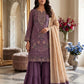 Anaita Purple Silk Suit with Embroidery & Khatli Work
