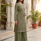 Anaita Mehendi Silk Suit with Embroidery & Khatli Work