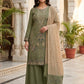 Anaita Mehendi Silk Suit with Embroidery & Khatli Work