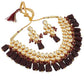 Tehzeeb Creations Back Meenakari Gold-Polished Tika Earring Combo Uncut Big Faux Kundan Choker Necklace set | Swadesiicart