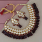 Tehzeeb Creations Back Meenakari Gold-Polished Tika Earring Combo Uncut Big Faux Kundan Choker Necklace set | Swadesiicart