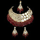 Tehzeeb Creations Meenakari Gold-Polished Maroon color Uncut dibbi Kundan Combo Necklace Set - Swadesiicart
