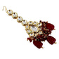 Tehzeeb Creations Meenakari Gold-Polished Maroon color Uncut dibbi Kundan Combo Necklace Set - Swadesiicart