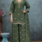 Anaita Green Roman Silk Stitched Plazzo Suit with Embroidery & Sequence Work