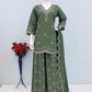 Anaita Green Roman Silk Stitched Plazzo Suit with Embroidery & Sequence Work