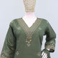 Anaita Green Roman Silk Stitched Plazzo Suit with Embroidery & Sequence Work