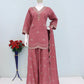Anaita Purple Roman Silk Stitched Plazzo Suit with Embroidery & Sequence Work