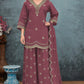 Anaita Purple Roman Silk Stitched Plazzo Suit with Embroidery & Sequence Work