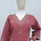 Anaita Purple Roman Silk Stitched Plazzo Suit with Embroidery & Sequence Work