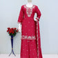 Anaita Red Chinon Stitched Plazzo Suit with Embroidered & Bearts Work