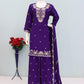 Anaita Violet Chinon Stitched Plazzo Suit with Embroidered & Bearts Work