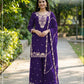 Anaita Violet Chinon Stitched Plazzo Suit with Embroidered & Bearts Work