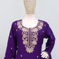Anaita Violet Chinon Stitched Plazzo Suit with Embroidered & Bearts Work
