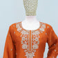 Anaita Orange Chinon Stitched Plazzo Suit with Embroidered & Bearts Work