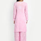 ADA Floral Embroidered Round Neck Long Sleeve Regular Chikankari Kurta With Palazzos | Swadesiicart