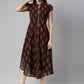 Souchii Women Brown & Red Floral Printed Block Print Kurta - SOUCHII