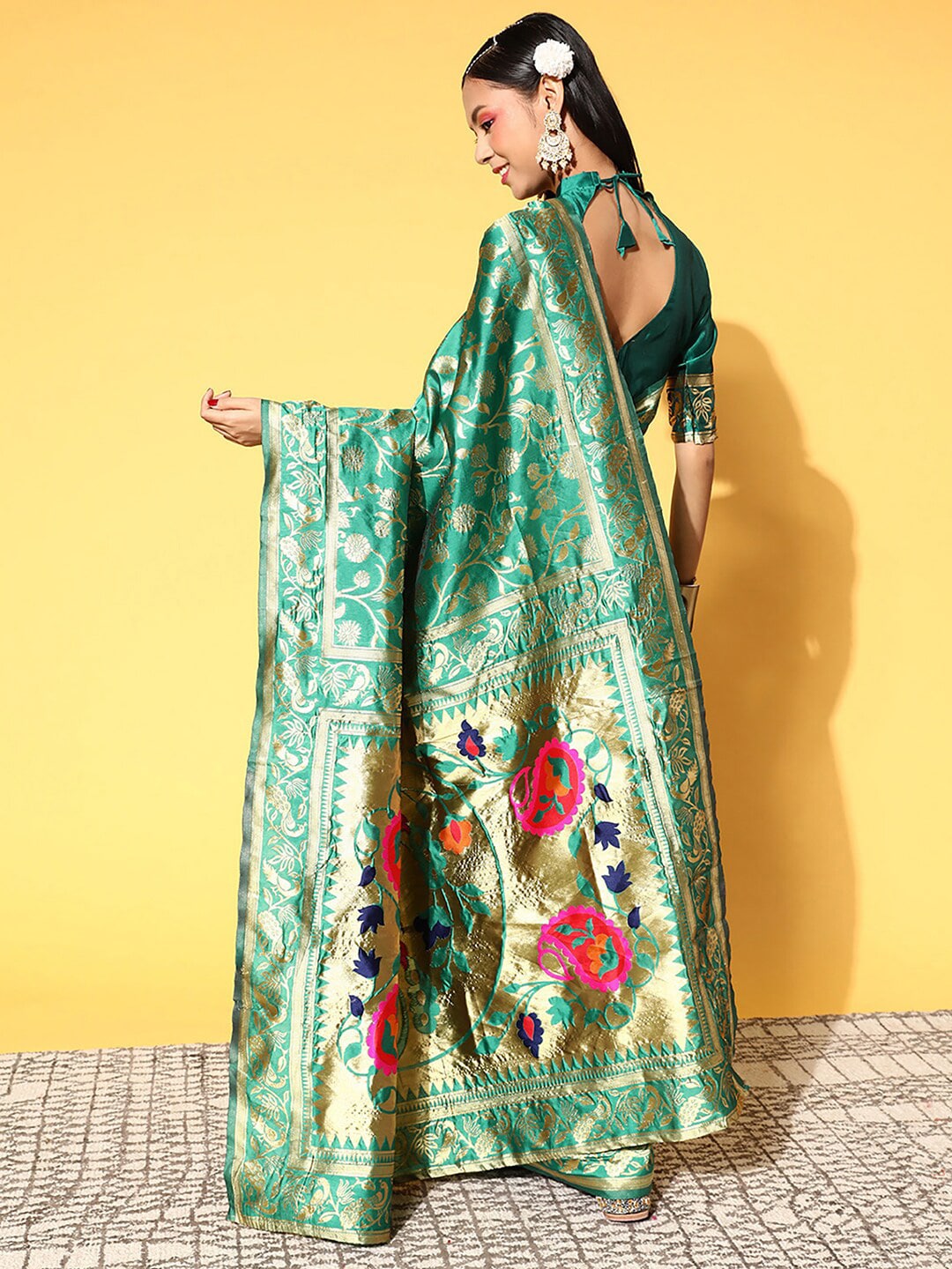 Saree Mall Ethnic Motifs Silk Blend Banarasi Sarees | Swadesiicart