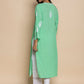 HOUSE OF KARI Floral Embroidered Chikankari A-Line Kurta | Swadesiicart