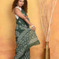 Very Much Indian Handblock Printed Cotton Saree With Natural Dyes - Green | Swadesiicart