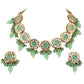 Tehzeeb Creations Meenakari Gold-Polished Earring Combo Uncut Big Faux Kundan Choker Necklace set | Swadesiicart