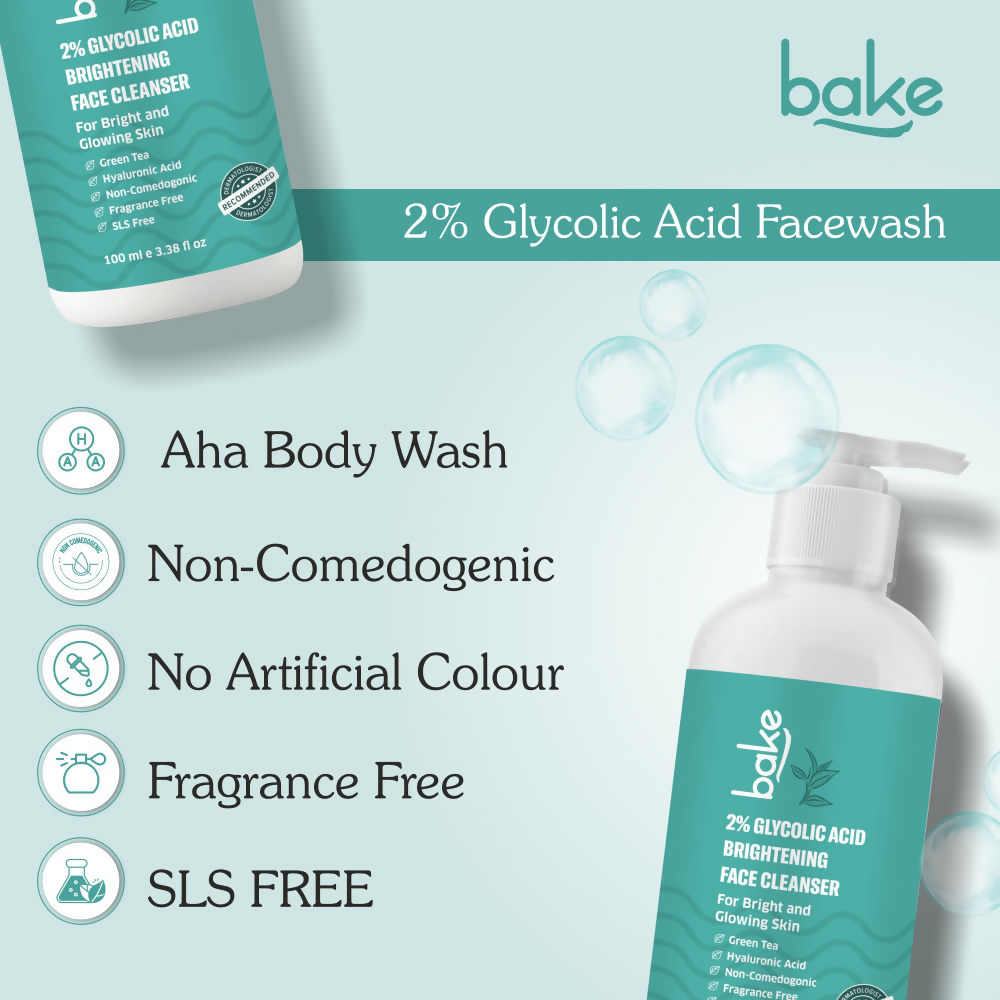 Bake 2% Glycolic Acid Exfoliating Face Wash | Swadesiicart
