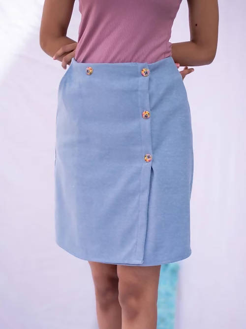 Diva Globe Blue Over Lap Skirt | Swadesiicart