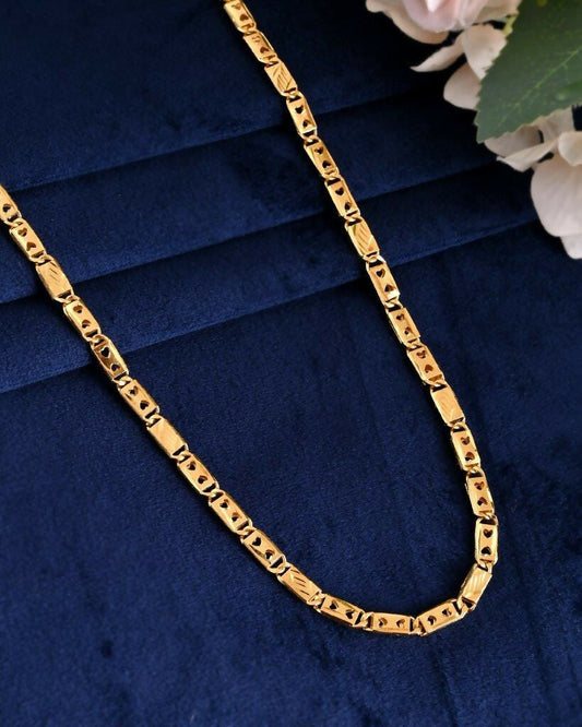VOJ Gold-Polished Biscuit Chain With Hearts | Swadesiicart