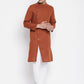 Even Apparels Brown Pure Cotton Men's Sherwani Kurta With Asymetrical Cut | Swadesiicart