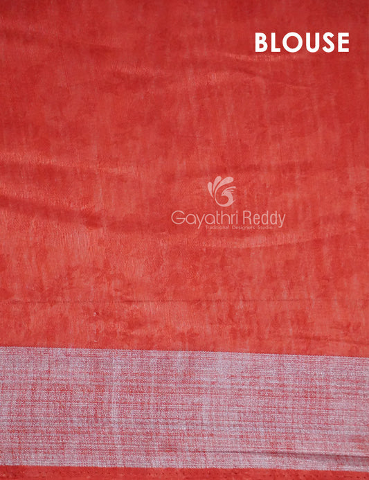 Shades of Baby Orange With Dark Orange Blouse Floral Design Semi Chanderi Saree By Gayathri Reddy Designer Studio | Swadesiicart