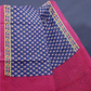 Denim Blue Colour Block Print Pure Mulmul Cotton Saree By Gayathri Reddy Designer Studio | Swadesiicart
