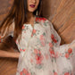 Pomcha Jaipur Red And White Floral Organza Anarkali Set | Swadesiicart