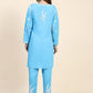 HOUSE OF KARI Floral Embroidered Chikankari Pure Cotton Straight Kurta With Trousers | Swadesiicart