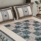 JAIPUR FABRIC Beige & Green Ethnic Motifs Cotton 210 TC Queen Bedsheet & 2 Pillow Covers | Swadesiicart